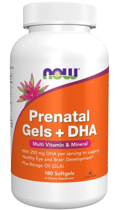 Prenatal Gels + DHA - 180 softgels - NOW Foods - Papildai