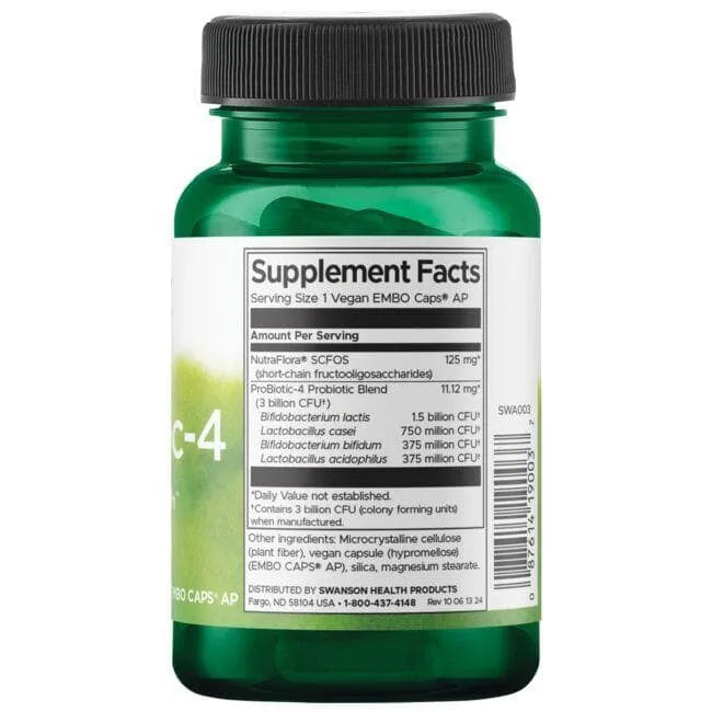 ProBiotic-4 - Probiotikai - 3 mlrd. - N60 - Swanson - Papildai