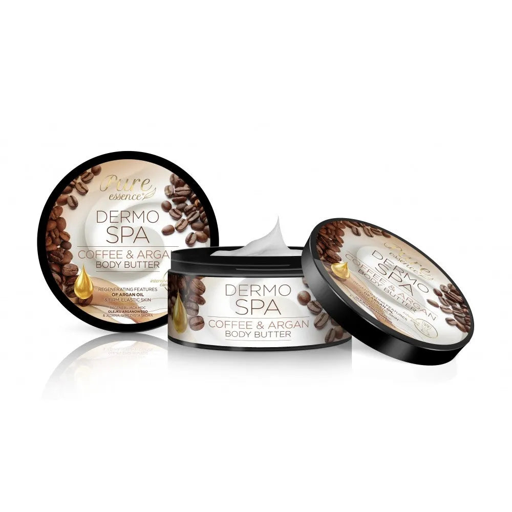PURE ESSENCE Dermo Spa Regeneruojantis Kūno Milteliai Kava ir Arganas 200ml - Kosmetika