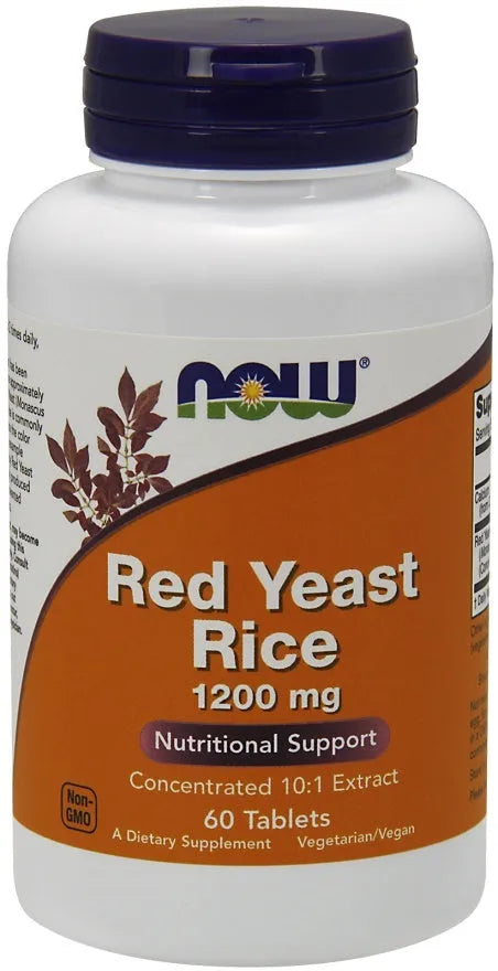 Red Yeast Rice Concentrated 10:1 Extract 1200mg - 60 tablets - NOW Foods - Papildai