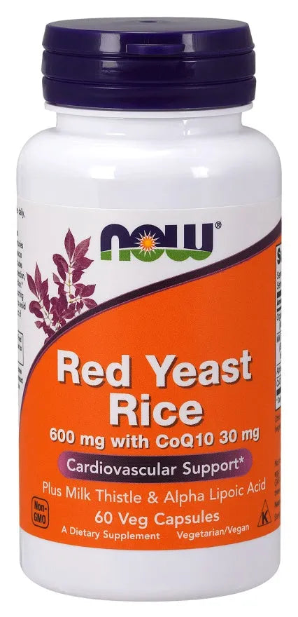 Red Yeast Rice with CoQ10 600mg - 60 vcaps - NOW Foods - Papildai