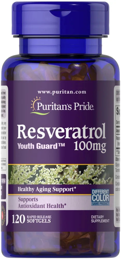 Resveratrol 100mg - 120 softgels - Puritan’s Pride - Papildai