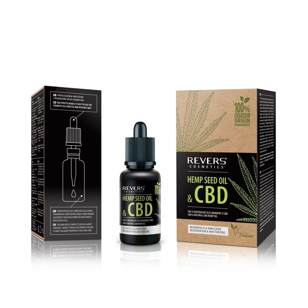 REVERS Hemp Seed Oil&CBD Natūralus kanapių aliejus su CBD 100% 15ml - Kosmetika