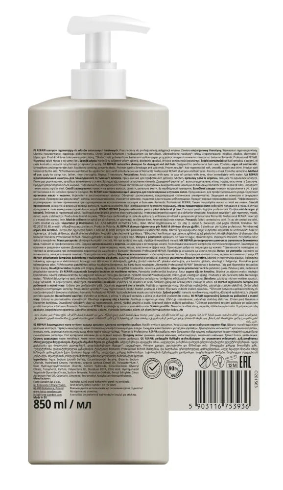 ROMANTIC Repair Shampoo 850 ml. - Kosmetika