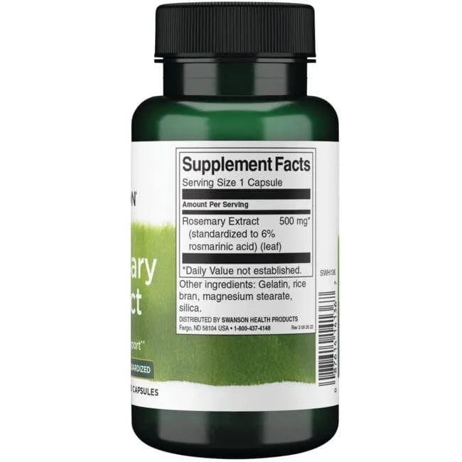 Rosemary Extract - Antioksidantas - 500 mg - N60 - Rozmarino ekstraktas - Swanson - Papildai
