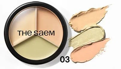 SAEM Cover Perfection Triple Pot Face Concealer 03 Correct Up Beige - Kosmetika
