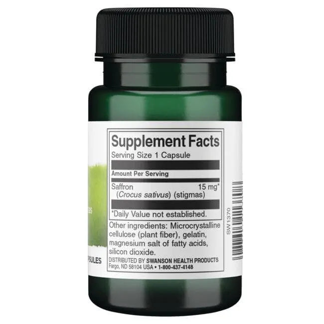 Saffron Whole Ground Stigmas - Šafranas - 15 mg - N60 - Swanson - Papildai