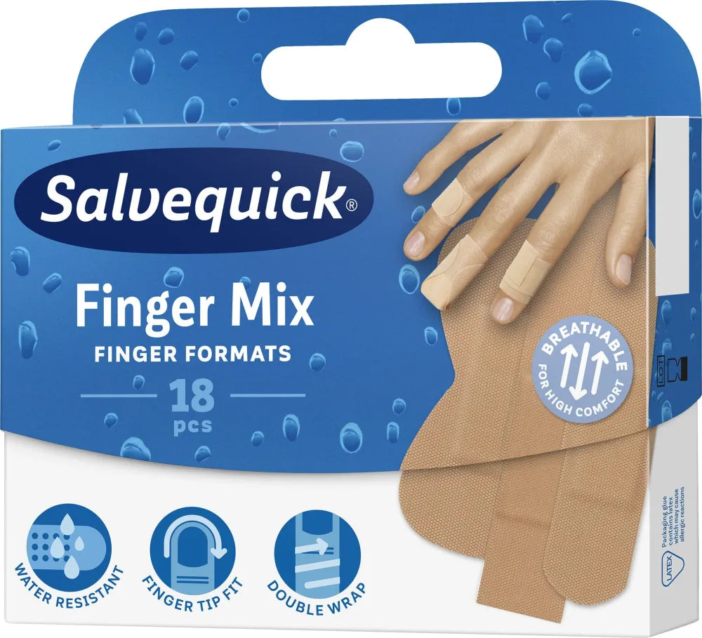 Salvequick Finger Plasters Mišinys 1 pakuotė - 18 vnt. - Medicinos ir slaugos prekės