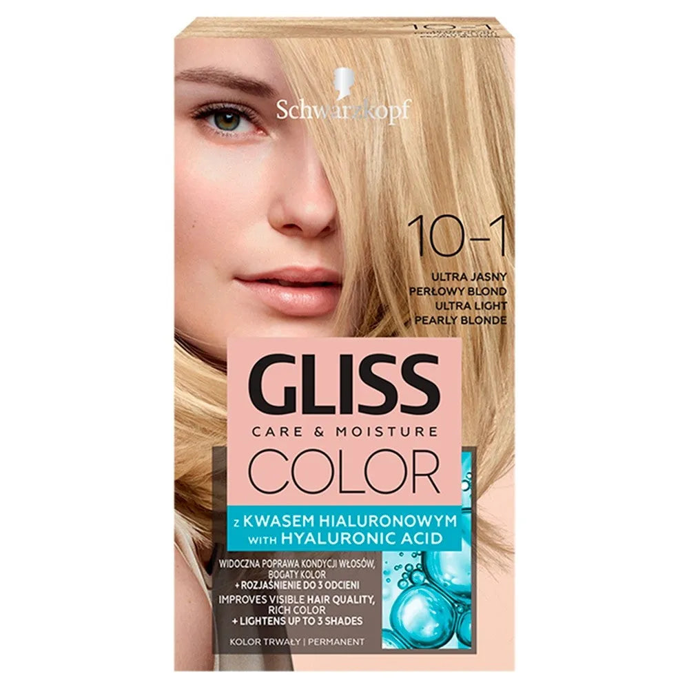 Schwarzkopf Gliss Color Dažymo Kremas Nr. 10-1 Ultra Šviesus Pelenų Blondinas 1vnt. - Kosmetika