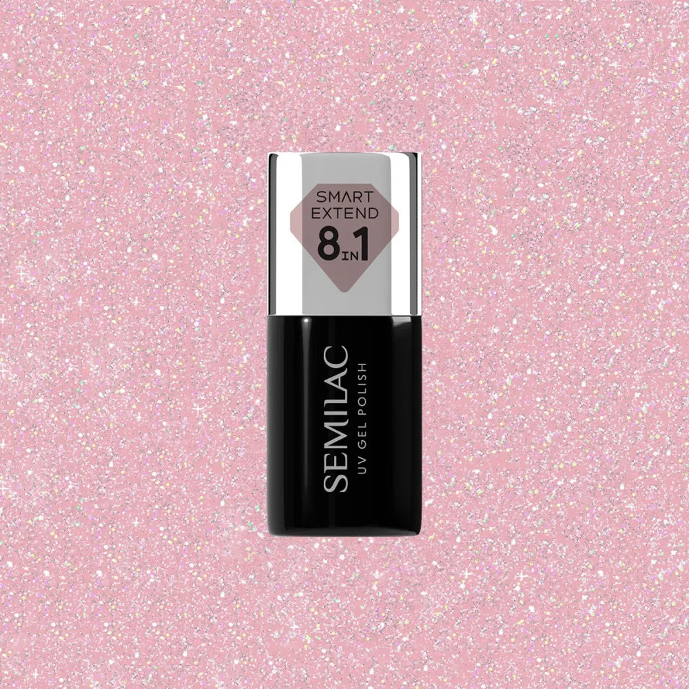 SEMILAC Smart Extend Hybrid Varnish Glitter Dirty Nude Rose No. 805 7 ml - Kosmetika
