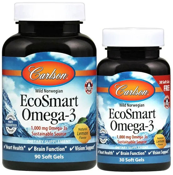 Smart Omega-3 1000mg Natural Lemon - 90 + 30 softgels - Carlson Labs - Papildai