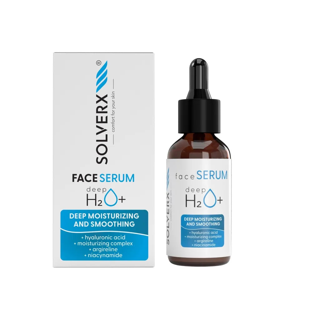 SOLVERX Deep H2O+ Serum veidui giliai drėkinantis - sausai ir dehidratuotai odai 30 ml - Kosmetika