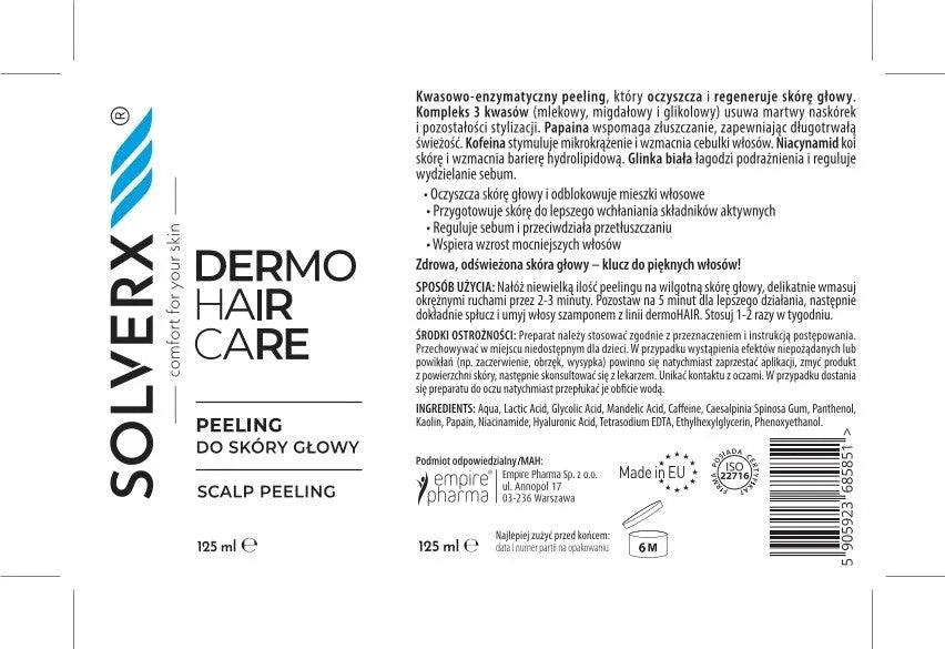 SOLVERX Dermo Hair Acid-enzymatic Scalp Peeling 125 ml. - Kosmetika