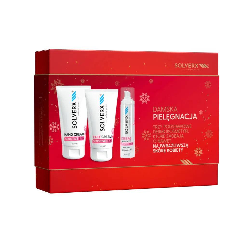 SOLVERX Sensitive Skin Dovanų Rinkinys Moterų Priežiūra Veido Kremas + Akių + Rankų - Kosmetika