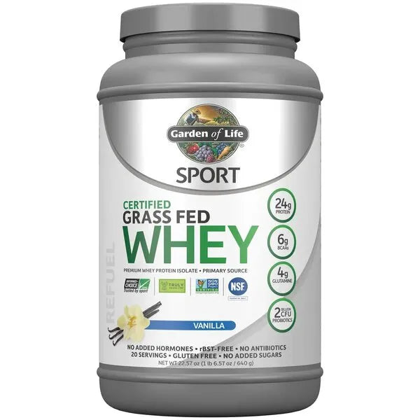 Sport Certified Grass Fed Whey Protein Vanilla - 640g - Garden of Life - Sporto papildai