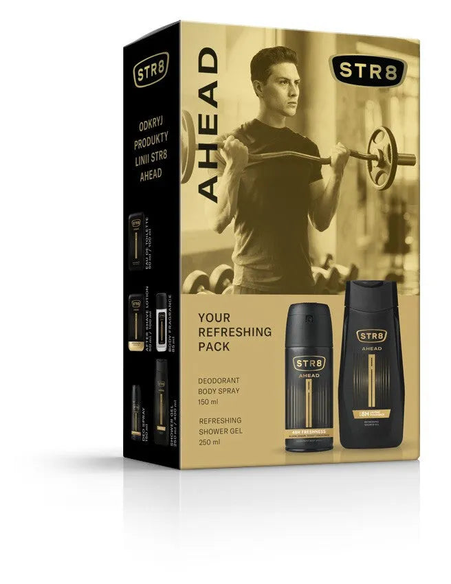 STR 8 Priekinis dovanų rinkinys (Dezodorantas 150ml + Dušo gelis 250ml) - Kosmetika