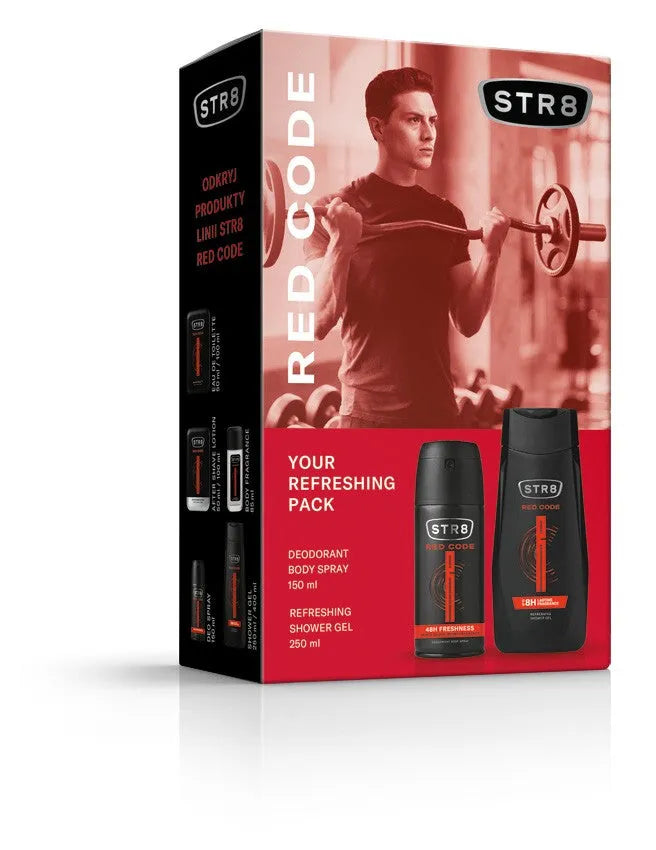 STR 8 Red Code dovanų rinkinys (Dezodorantas 150ml + Dušo gelis 250ml) - Kosmetika