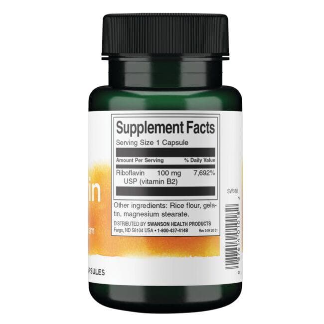 Riboflavin Vitamin B2 - 100 mg - N100 - Riboflavinas Vitaminas B2 - Swanson - Vaistine1.lt