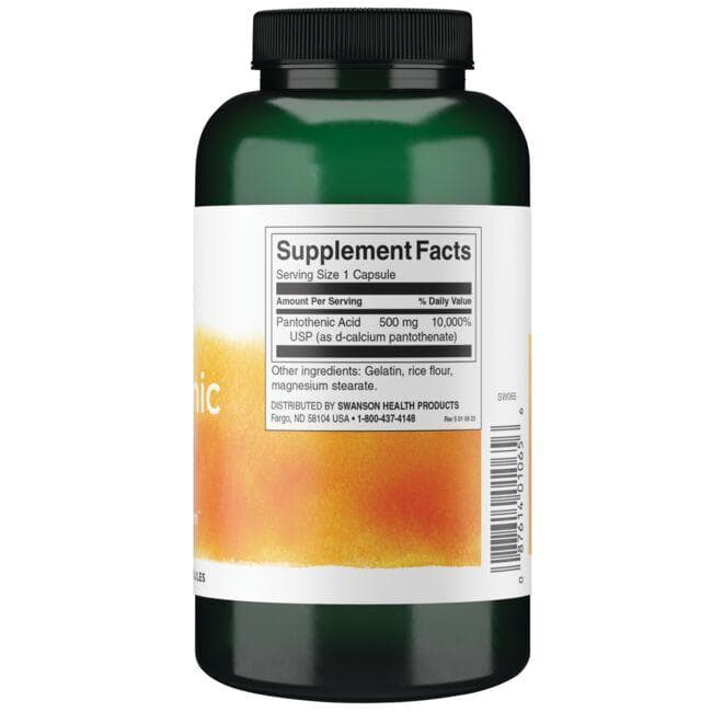 Pantothenic Acid - 500 mg - N250 - Energijai - Pantoteno rūgštis - Swanson - Vaistine1.lt