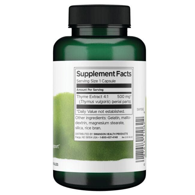 Thyme Leaf - Kvėpavimo sistemai - 500 mg - N120 - Čiobrelio lapas -  - Swanson - Vaistine1.lt