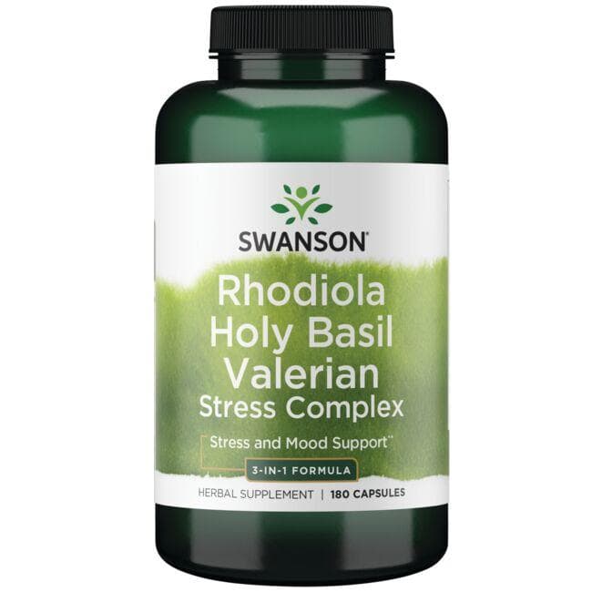 Rhodiola Holy Basil Valerian - Stress Complex - N180 - Swanson - Vaistine1.lt