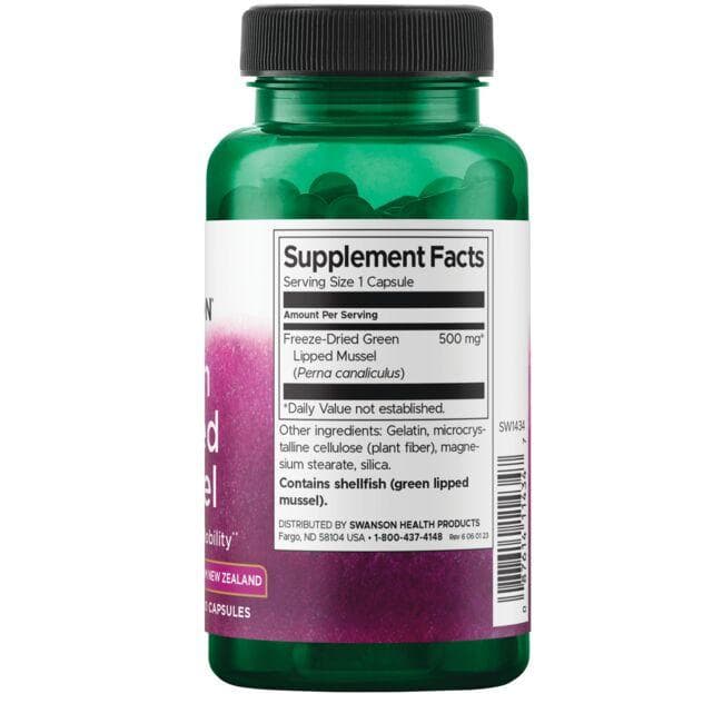 Green Lipped Mussel - Žalialūpė midija - 500 mg - N60 - Swanson - Vaistine1.lt