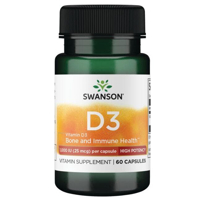 Vitamin D3 - Didelio stiprumo - 1000 IU - 25 mcg - N60 - Swanson