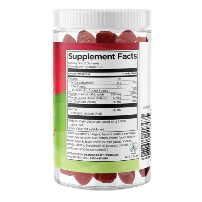 Immune Boost Gummies with Zinc, Vitamins C and D - N60 - Swanson - Vaistine1.lt