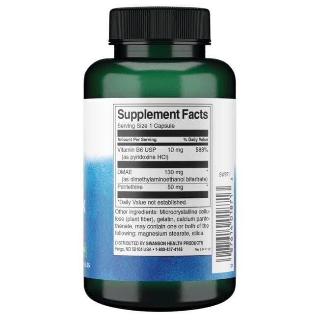 DMAE Complex - Vitamins B5, B6 - Smegenų veiklai - N100 - Swanson - Vaistine1.lt