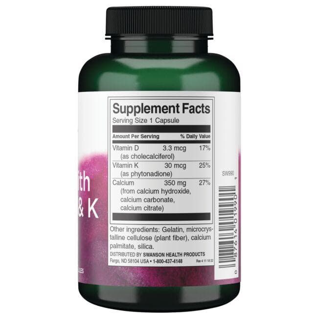 Calcium with Vitamins D & K - Kaulams - N100 - Kalcis su vitaminais D ir K - Swanson - Vaistine1.lt