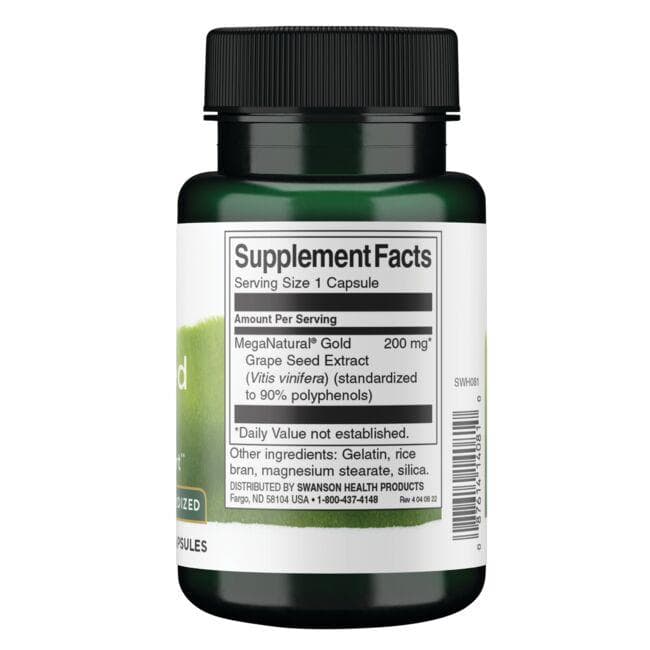 High Potency Grape Seed Extract - Standardized - 200 mg - N60 - Swanson