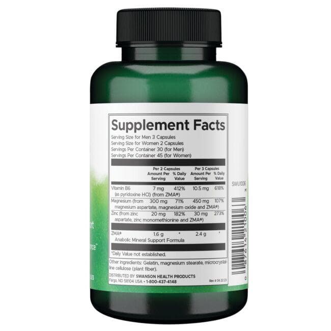 ZMA Anabolic Mineral Support - 800 mg - N90 - Swanson