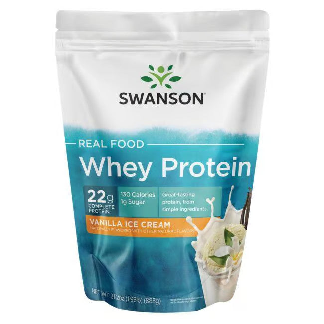 Real Food Whey Protein - Vanilla Ice Cream - 885 gr. - Natūralūs maisto išrūgų baltymai -  Swanson