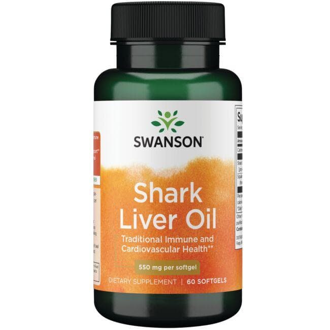 Shark Liver Oil - Ryklio kepenų aliejus - 550 mg - N60 - Swanson - Vaistine1.lt