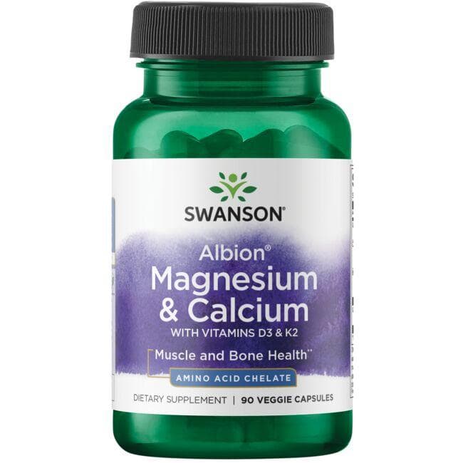 Albion Magnesium & Calcium - Su vitaminais D3 ir K2 - N90 - Swanson