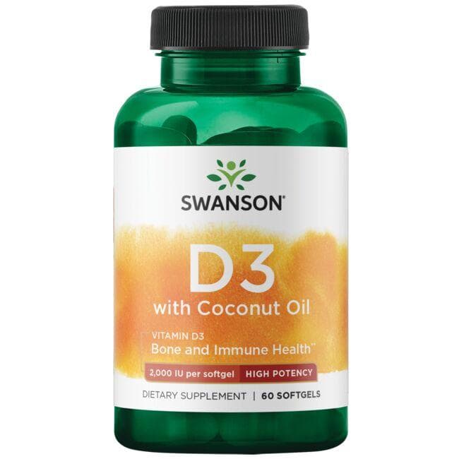 Vitamin D3 with Coconut Oil - 2000 IU - 50 mcg - N60 - Swanson