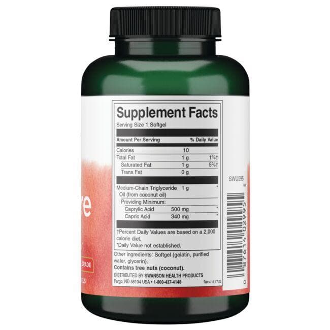 MCT Pure - Energijai - Metabolizmui - 1000 mg - N90 - Swanson - Vaistine1.lt
