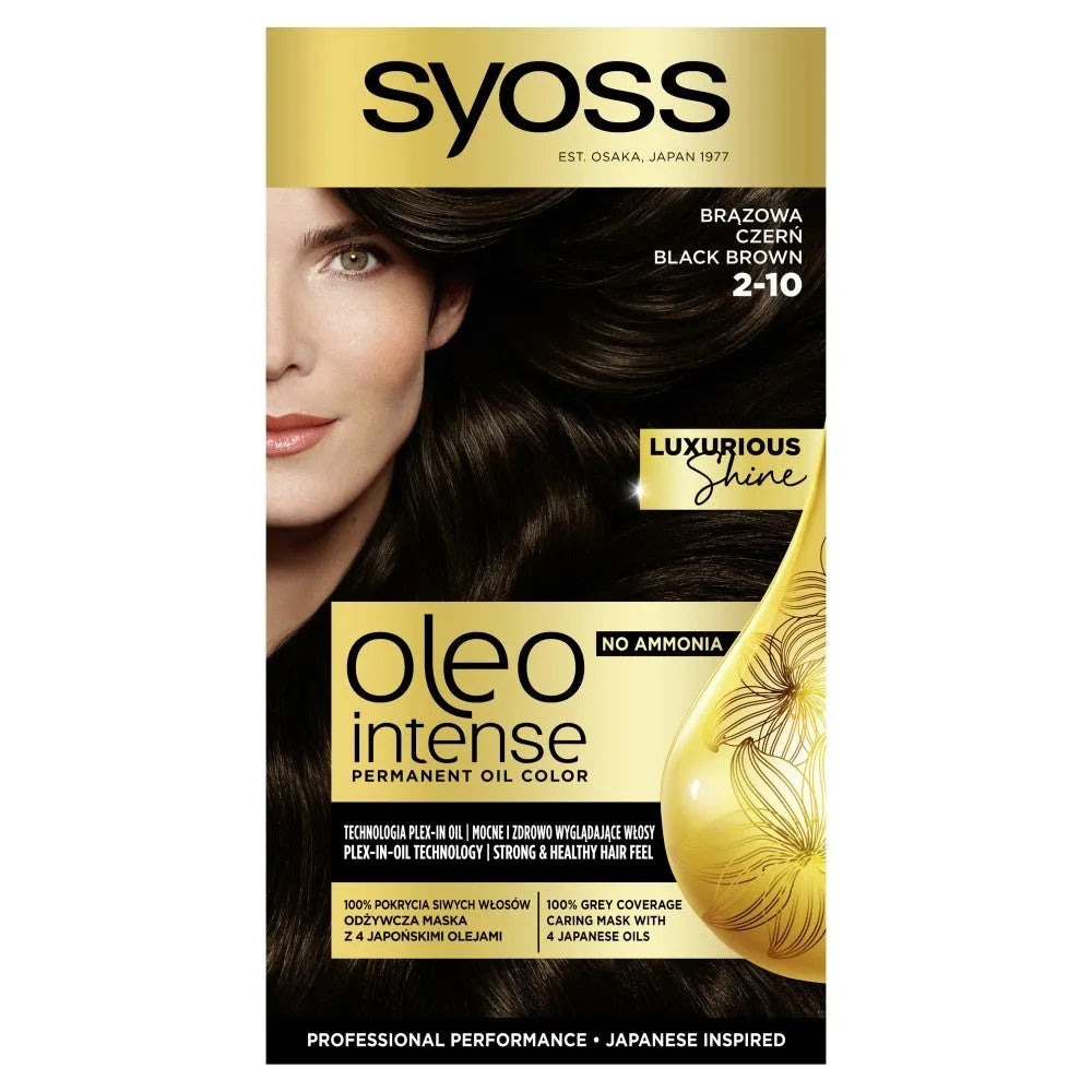 SYOSS Oleo Intense Permanent Oil Color Plaukų dažai Nr. 2-10 juodai rudas 1 vnt. - Kosmetika