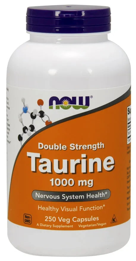 Taurine 1000mg Double Strength - 250 vcaps - NOW Foods - Papildai