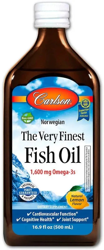 The Very Finest Fish Oil Natural Lemon - 500 ml. - Carlson Labs - Papildai