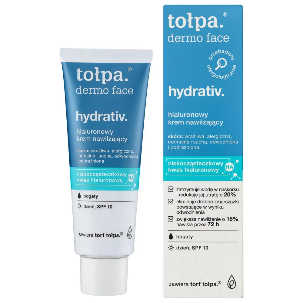TOŁPA Dermo Face Hydrativ Hialurono Turtingas Drėkinamasis Kremas SPF10 dienai 40 ml - Kosmetika