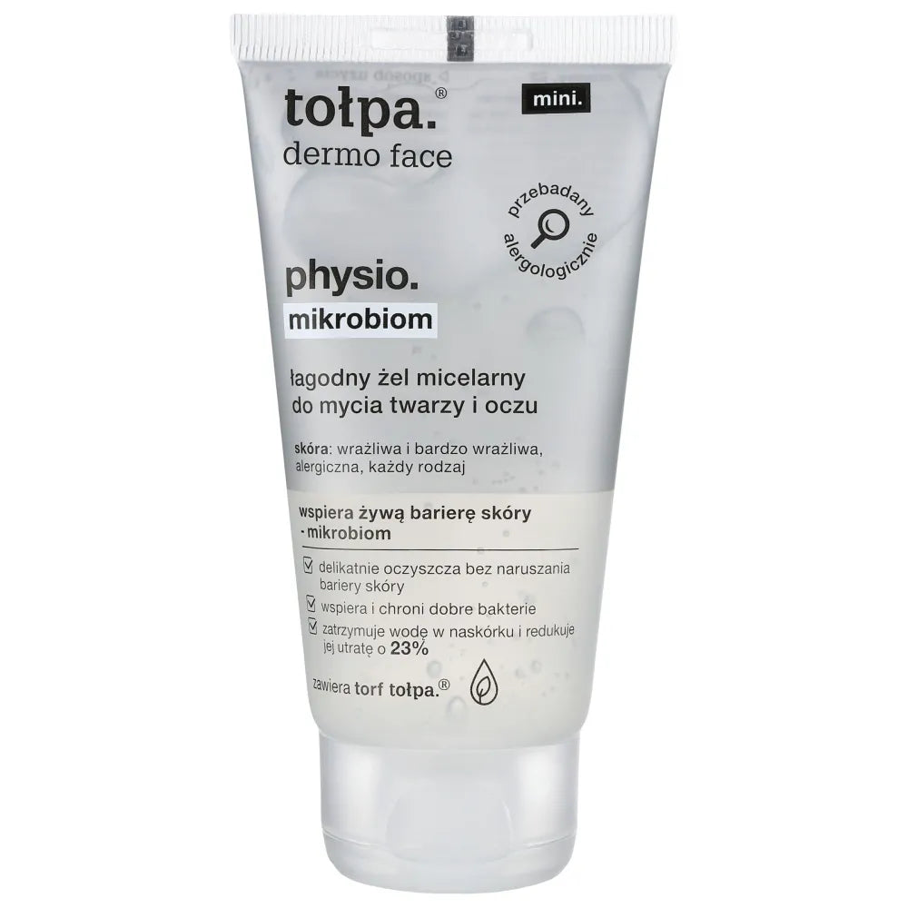 TOŁPA Dermo Face Physio Microbiome Švelnus micelinis gelis veidui ir akių valymui 75 ml (mini) - Kosmetika