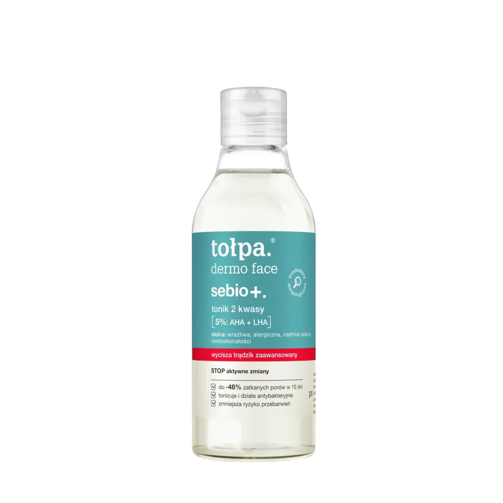 TOŁPA Dermo Face Sebio+ Veido tonikas 2 rūgštys 5% : AHA + LHA 200 ml - Kosmetika
