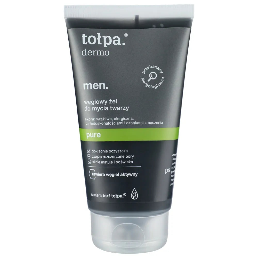 TOŁPA Dermo Men Akmens anglies veido prausiklis Pure 150 ml - Kosmetika