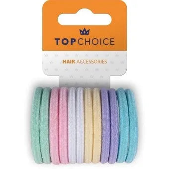 TOP CHOICE Hair bands 12 vnt. - pastelinių spalvų mišinys - Kosmetika
