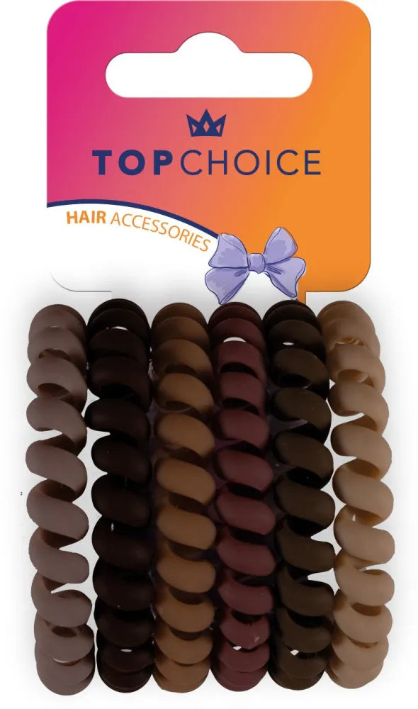 TOP CHOICE Hair bands - žemės spalvos (20018) 1 pakuotė. - 6 vnt. - Kosmetika