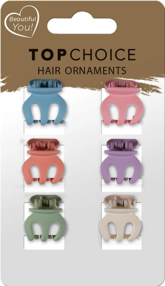 TOP CHOICE Hair clamps (20667) 1 op. - 6 pcs. - mix of two color combinations - Kosmetika