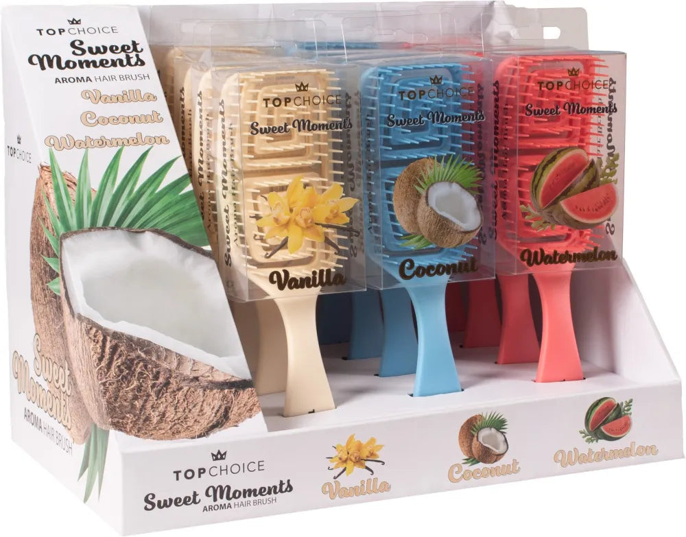 TOP CHOICE SWEET MOMENTS scented brushes for combing (43796) - set of 12 pieces - Kosmetika