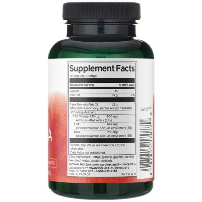 Triple Strength Super EPA & DHA - Žuvų taukai - 900 mg - N60 - Swanson - Papildai