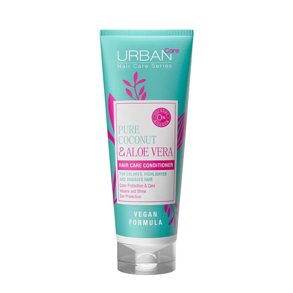URBAN CARE Pure Coconut & Aloe Vera Conditioner skirtas dažytiems balintiems ir juostelėms plaukams 250ml - Kosmetika